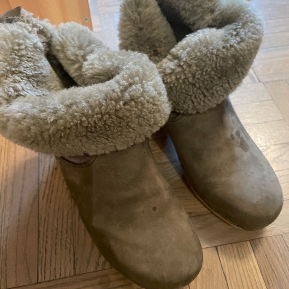 no.6 shearling clog boot in smoke suede size 40